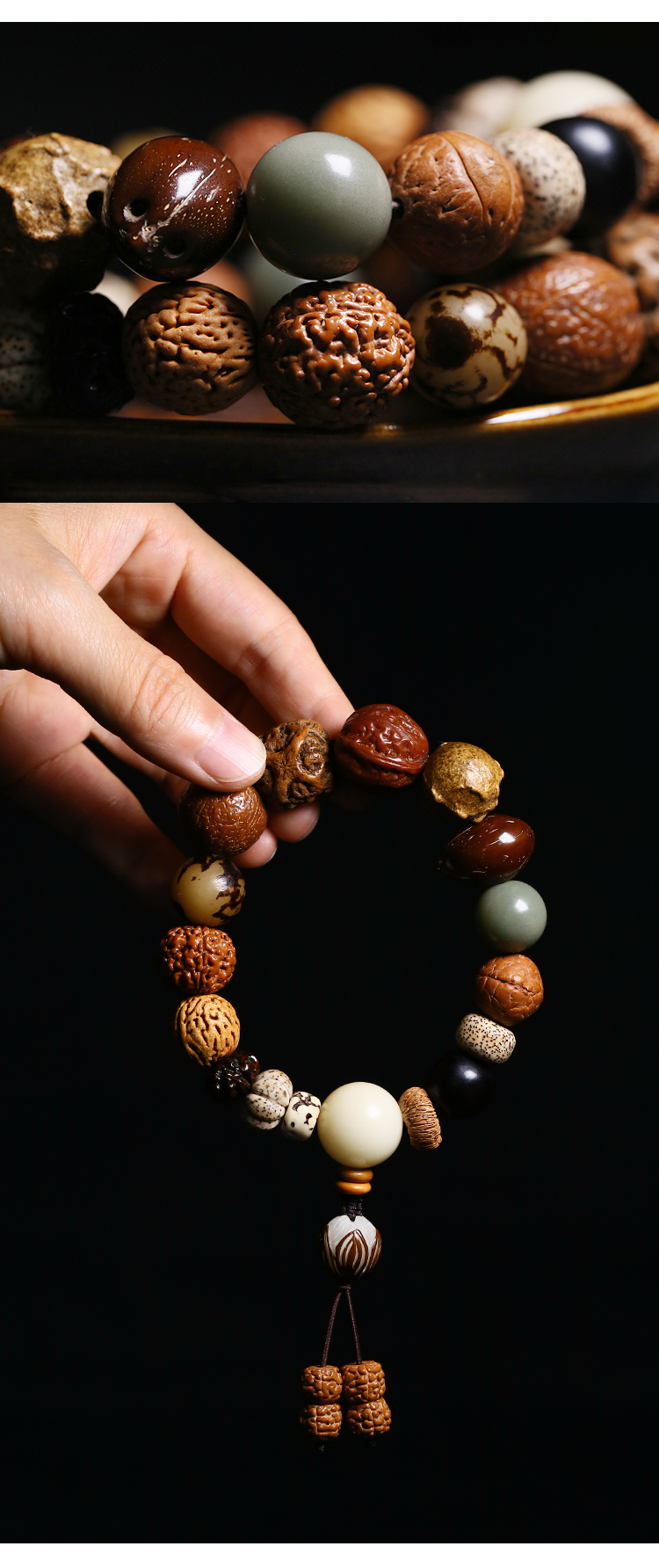 十八子菩提子手串男女天然配饰多宝原籽桃核莲花凤眼金刚文玩手链十八