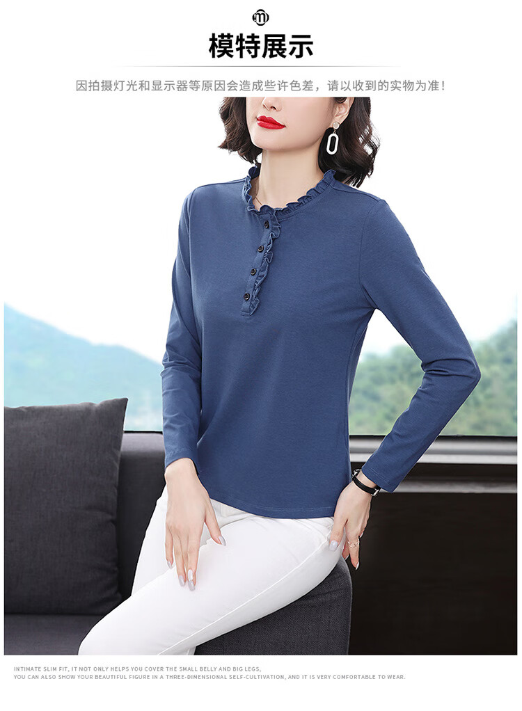 菲姿女装品牌同款抖音黑色棉质t恤女秋装2021年潮款宽松内搭打底衫