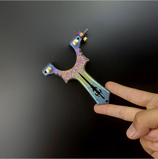 竞技款成人弹弓纯钛弹弓大全高精度龙剑tc21钛合金扁皮弓男烤蓝快压