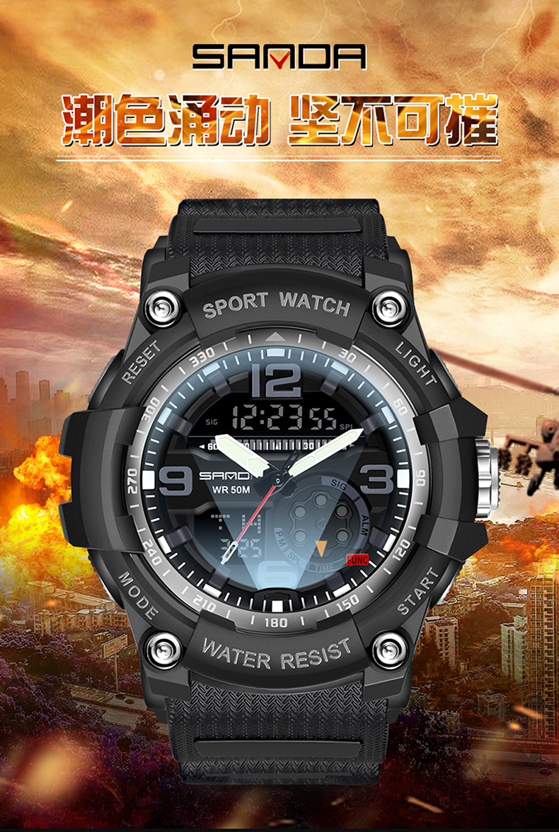 卡西欧(casio)男士全自动机械运动手表学生手表兵战术手表男士初中