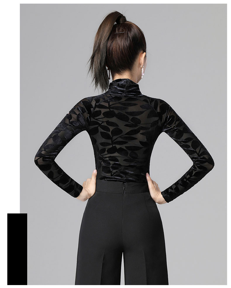 丹宝罗doubl交谊舞秋衣摩登舞弹力衫上衣网红拉丁服春季舞衣女跳舞