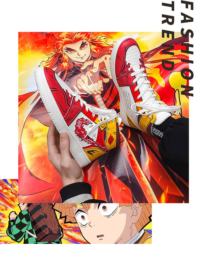 空军一号广椰子鞋满天星350休闲鞋夏季动漫鬼灭之刃炎柱联名高帮板鞋