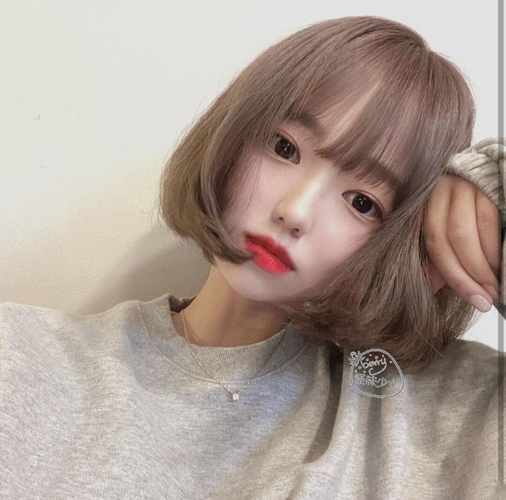 lolita假发女短发bobo网红可爱自然蓬松粉色帅气波波全头套式 黑色