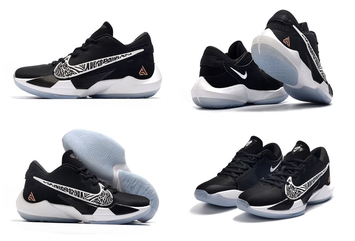 字母哥2代篮球鞋男白水泥黑紫雄鹿队小学生女气垫防滑防滑运动鞋黑紫