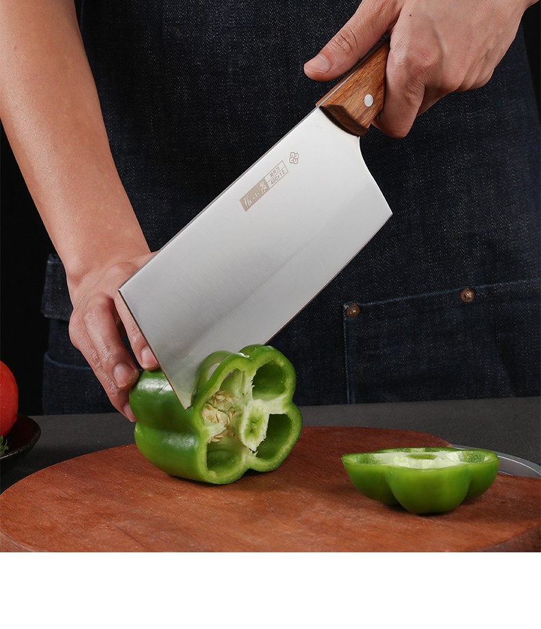 张小泉菜刀不锈钢家用刀具甄木系列切片刀刃长185cmd12622000