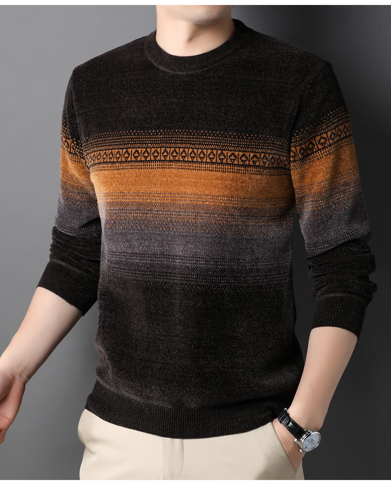 潮汕毛衣东莞大朗桐乡2022男秋冬季拼色宽松加绒情侣慵懒加厚港风针织