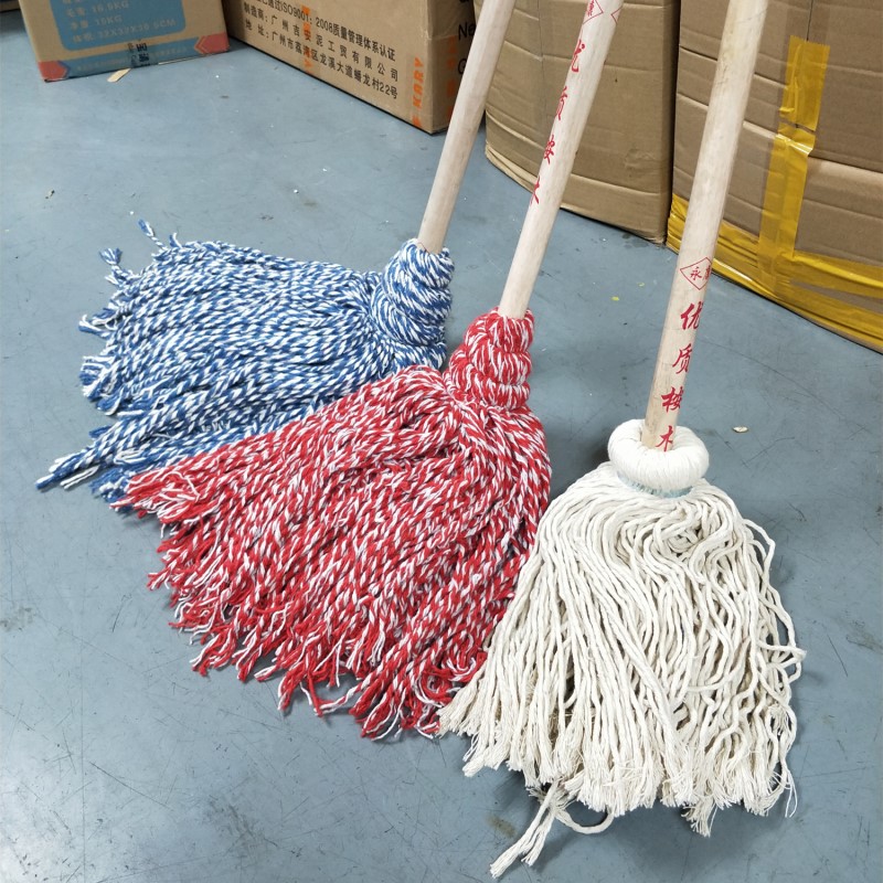 吸水拖把绒线布条老式拖把酒店物业大号白线拖把双层铁丝捆绑2个价格