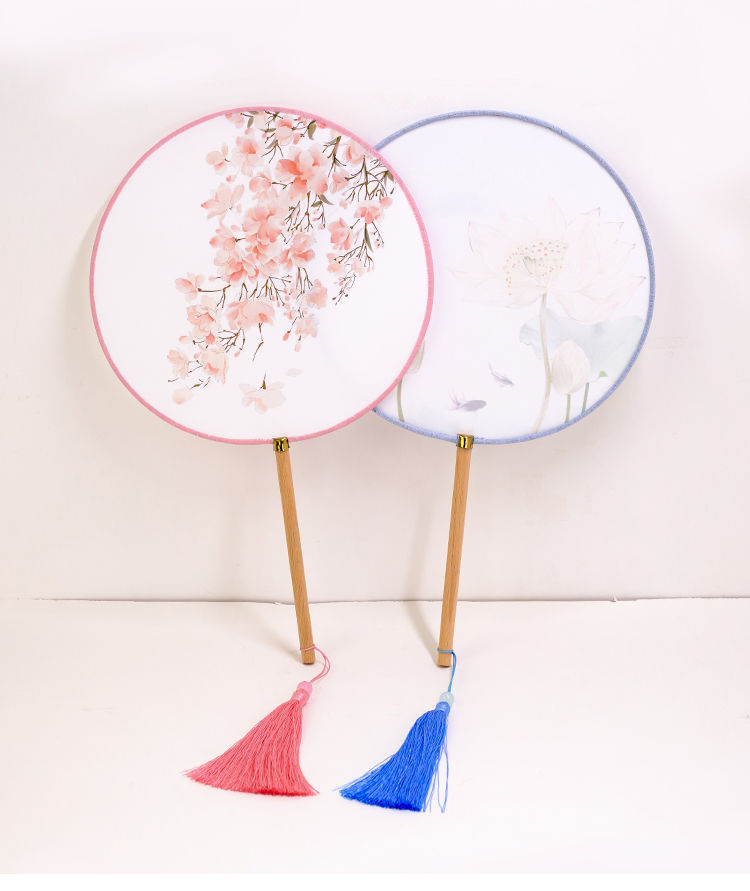 毕业季宋老师的礼物团扇 中国风汉服古风刺绣长柄中式古典圆形扇子