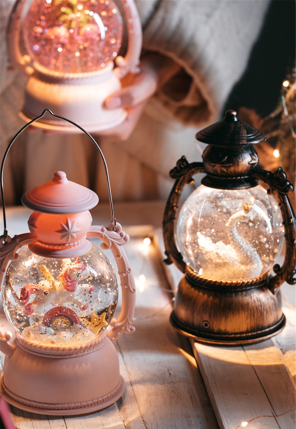 圣诞节水晶球音乐盒风灯飘雪花少女心旋转跳芭蕾舞女孩八音盒生日礼物