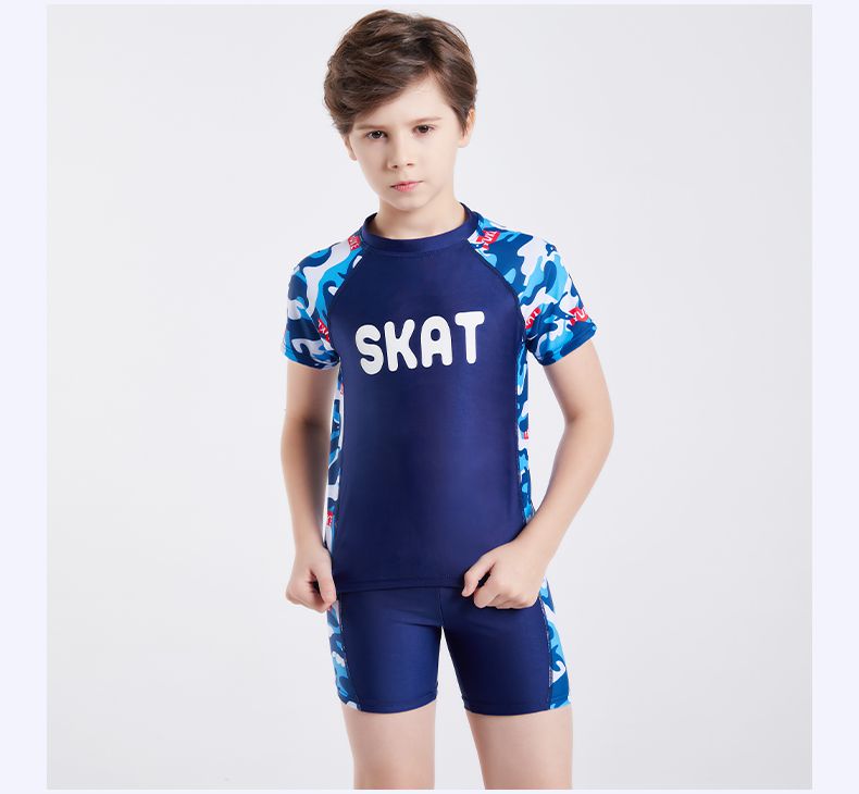 青少年泳裤12-15岁男生泳裤中学生儿童泳游衣男童分体中大童学生