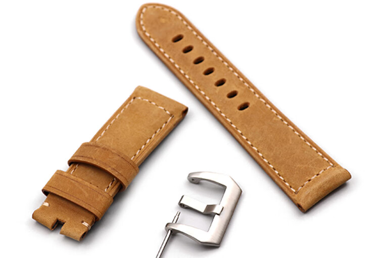 适用于真皮磨砂小牛皮表带适用沛纳海pam422423男panerai2426mm深蓝色