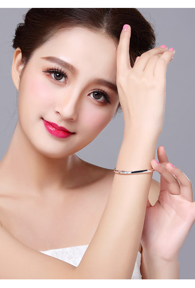 银手镯女999足银年轻款轻奢小众实心镯子七夕情人节礼物送女友domen
