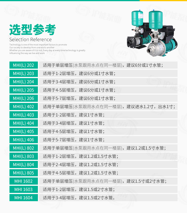 水泵mhil403全自动变频增压泵别墅家用酒店恒压供水设备mhil205箱式