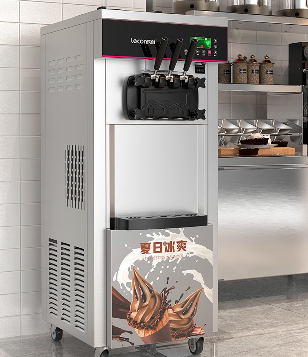 乐创lecon冰淇淋机商用雪糕机全自动软冰激淋机台式立式甜筒机圣代机