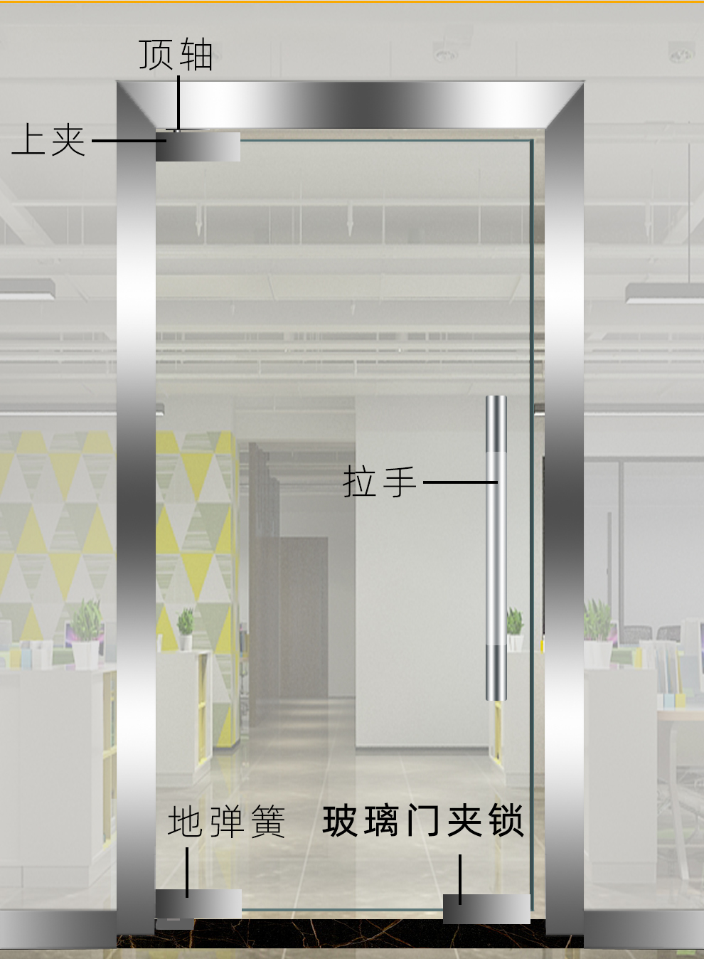 無框門玻璃門地鎖商鋪大門辦公室地彈簧門鎖夾門夾鋼化門地插銷鎖玻璃