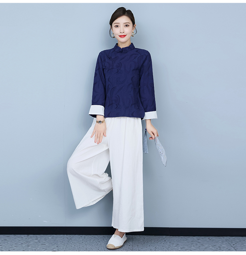 绿意都会中医馆工作服养生馆理疗师服装中式推拿师汉服中国风改良加厚