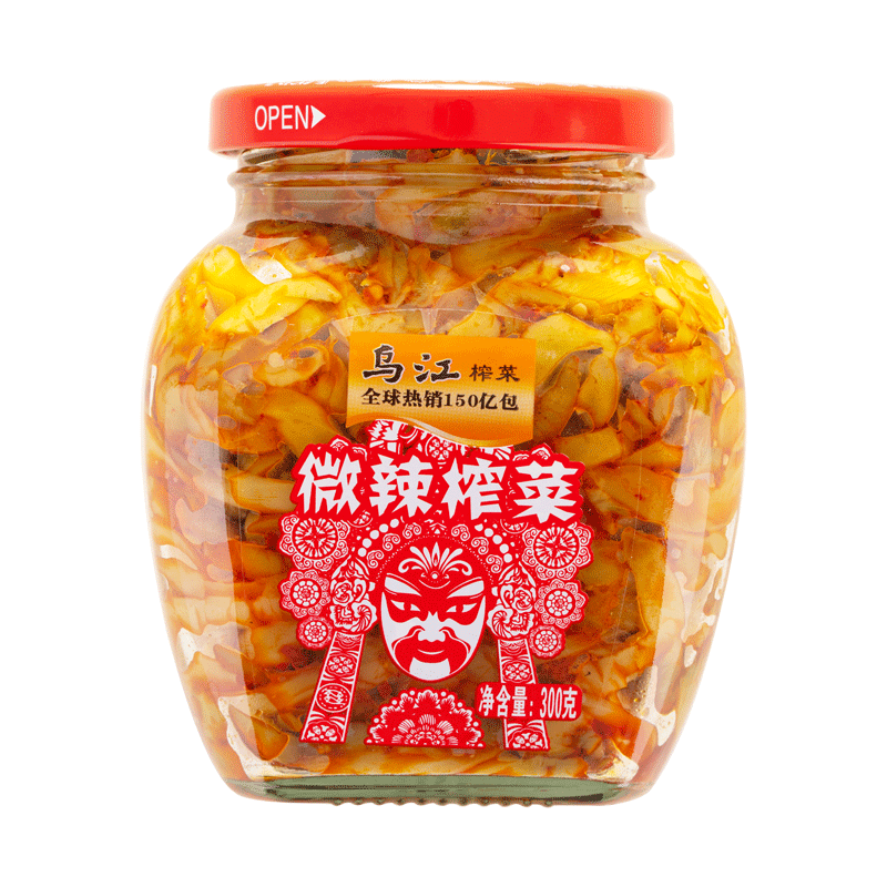 乌江榨菜微辣红油味瓶装300g泡菜下饭菜腌制熟食早餐粥配菜榨菜丝