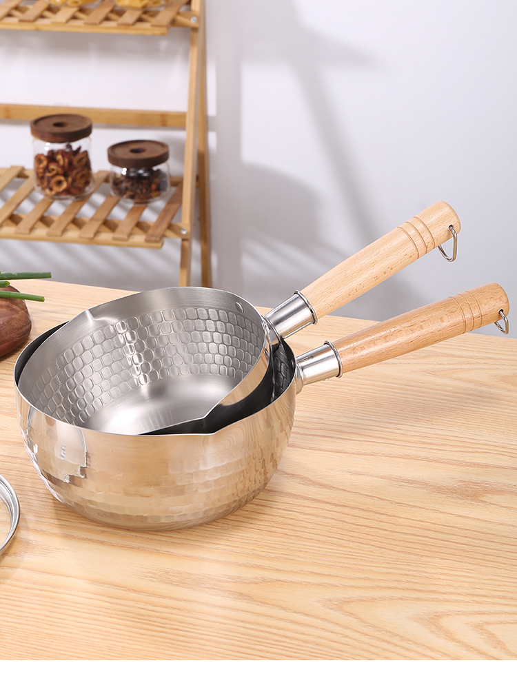 雪平锅304不锈钢日式家用防溢热奶煮面小煮锅辅食小锅奶锅泡面锅430