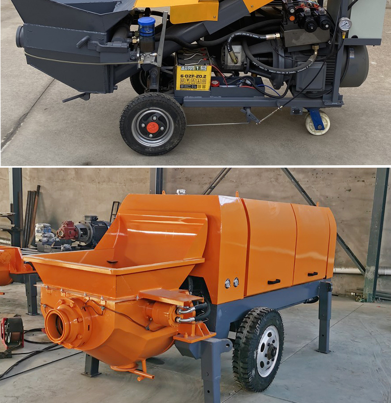 细石砂浆混凝土输送泵二次构造柱泵上料机结构浇筑泵小型柴油地泵黄色