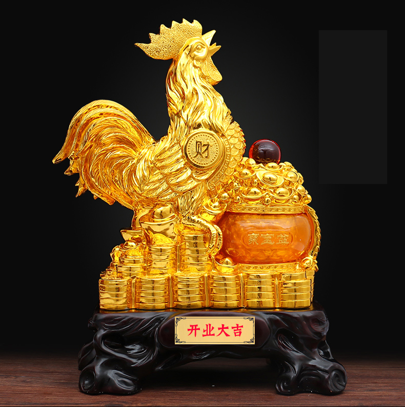 大公鸡摆件金鸡报晓生肖鸡的报捷客厅玄关家居工艺装饰品大金鸡聚宝