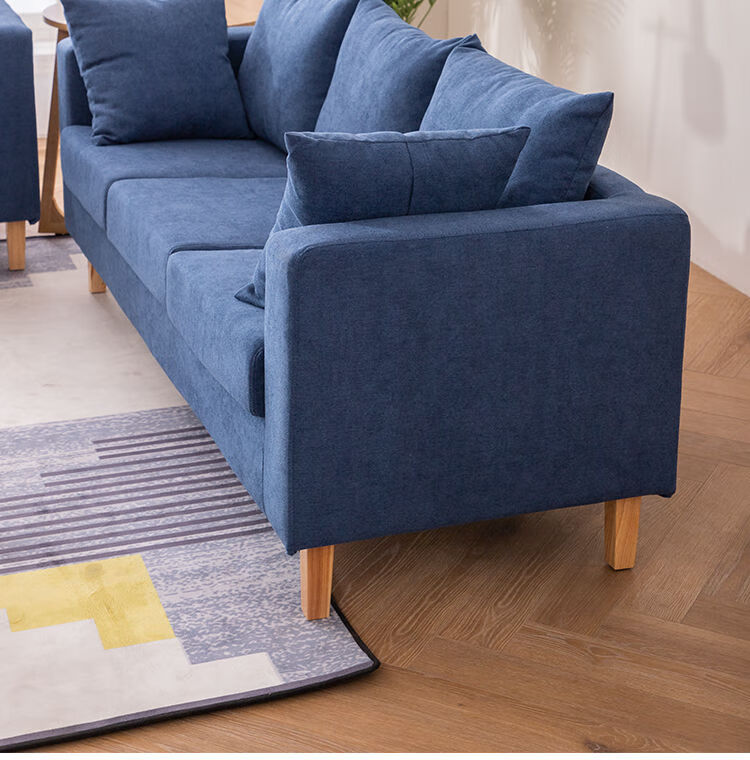 沙发小户型卧室客厅单人双人三人简易欧式服装店公寓组合沙发 浅蓝色