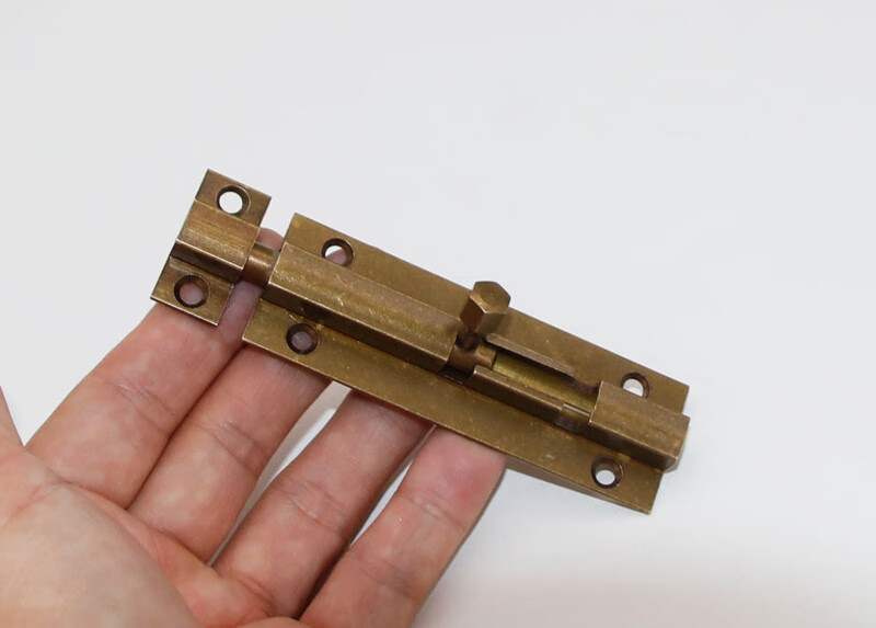 铜插销中式仿古明装全铜房门插销锁老式木门窗户小插销门销搭扣d15寸