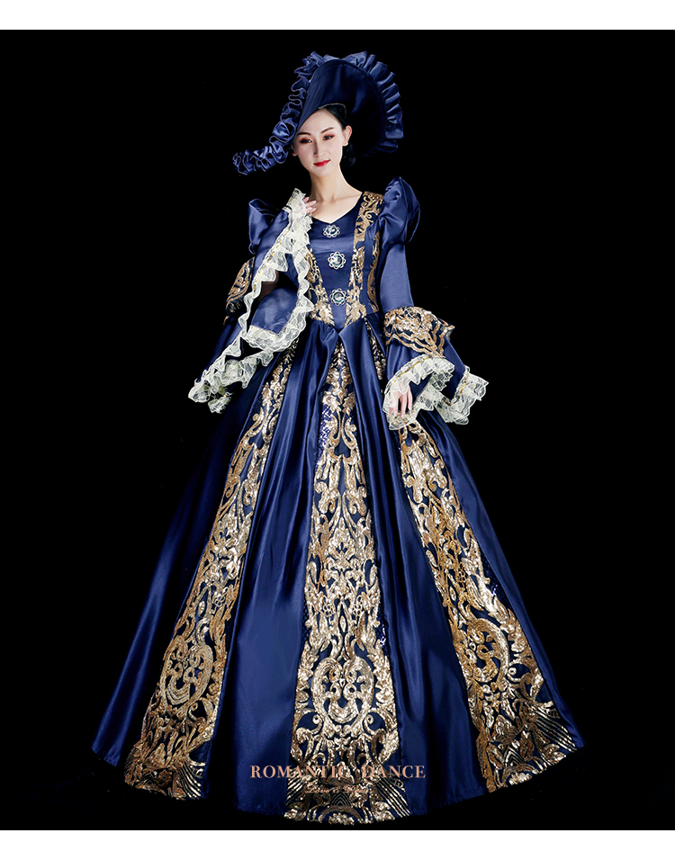 欧洲中世纪宫廷礼服女古典风洋装演出舞台装复古欧式贵族晚裙 绿色