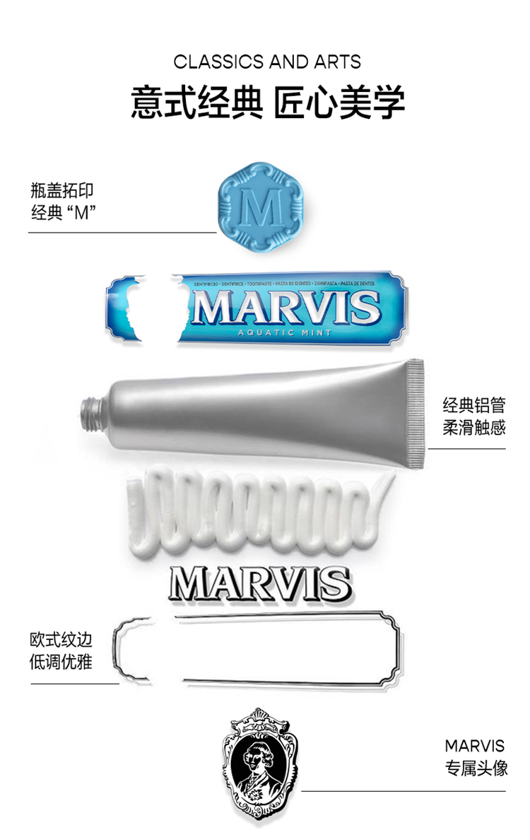意大利进口 玛尔斯MARVIS玛尔仕牙膏 持久洁净清新口气 甘草黑色85ml 1