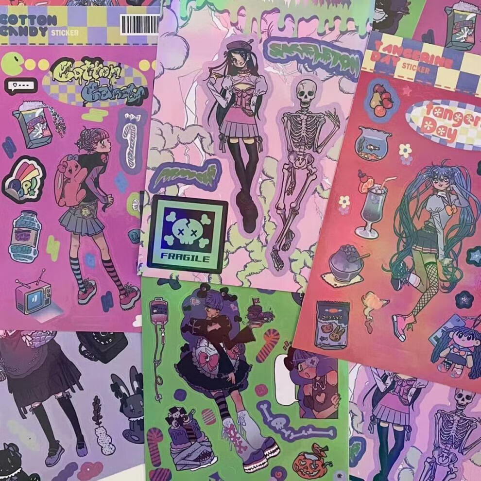 domi贴纸书全套domi女孩人物贴纸书合集甜亚风ins韩系天使恶魔少女甜