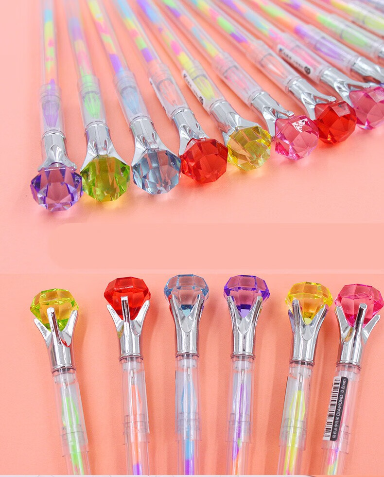 尚文昊钻石笔219钻石头中性笔六彩星钻大宝石彩虹笔简约8色粉彩贺卡笔