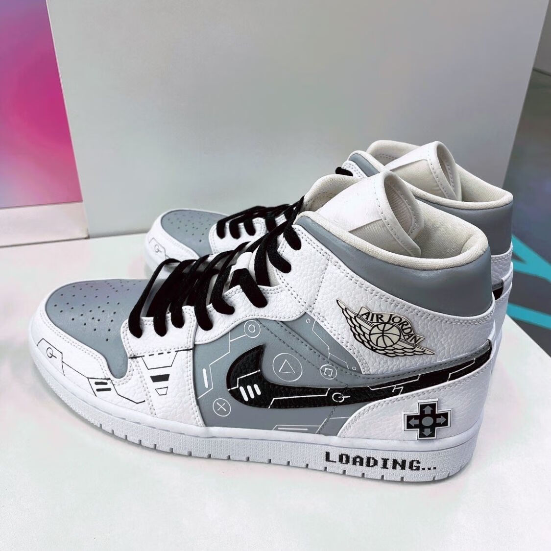 air乔1乔1黑白灰ps5主题电玩空军一号af1中帮篮球鞋554724130黑白灰