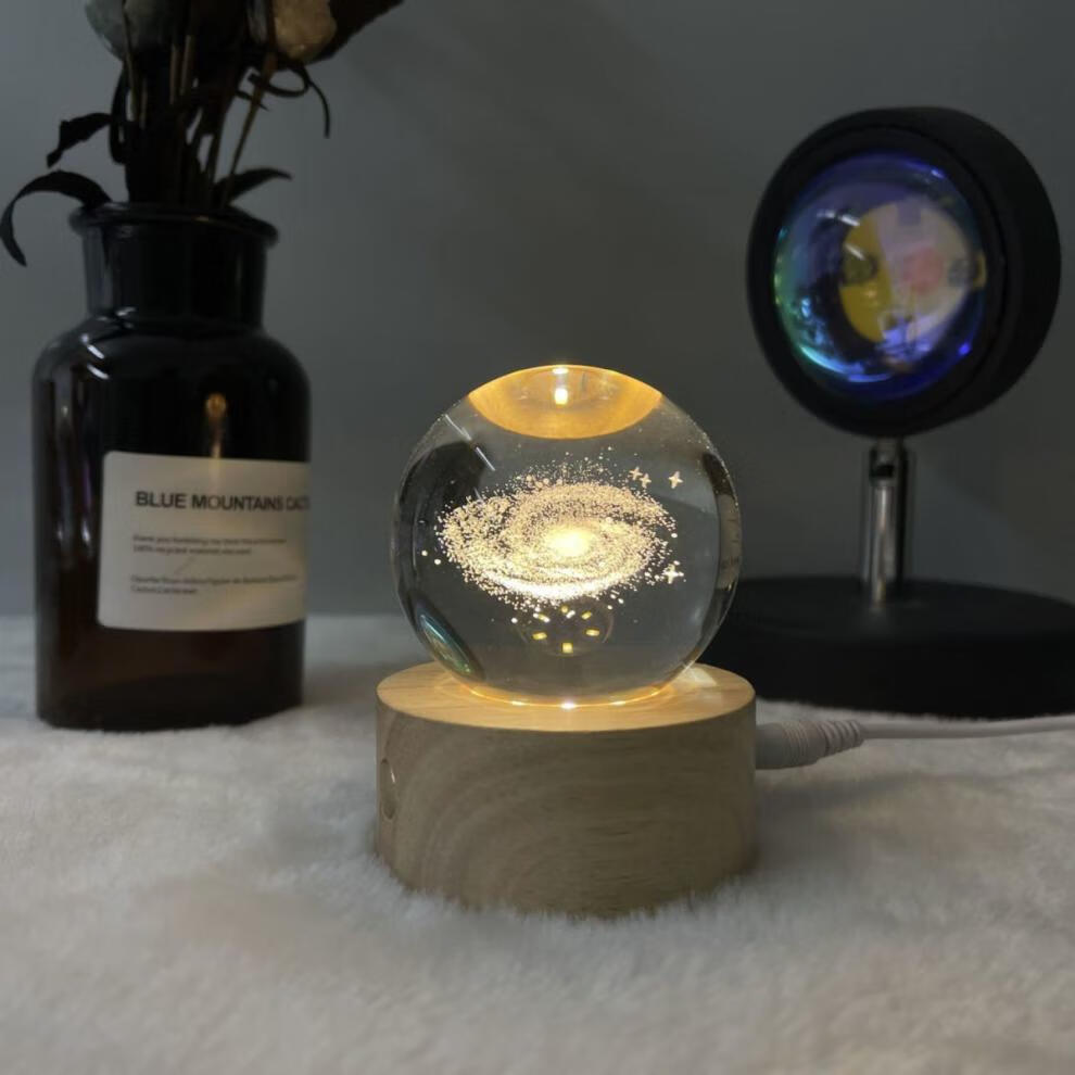 神秘银河系 6cm水晶球 插电暖光圆形底座 礼袋【图片