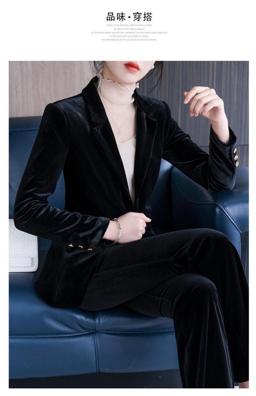 品牌直营】高端真丝绒西服外套女秋韩版时装气质网红高端金丝绒西装