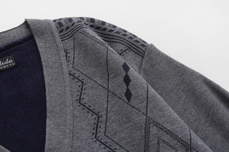 中老年男式开胸毛衣男士冬季针织开衫中年爸爸秋冬装外套v领老人加绒