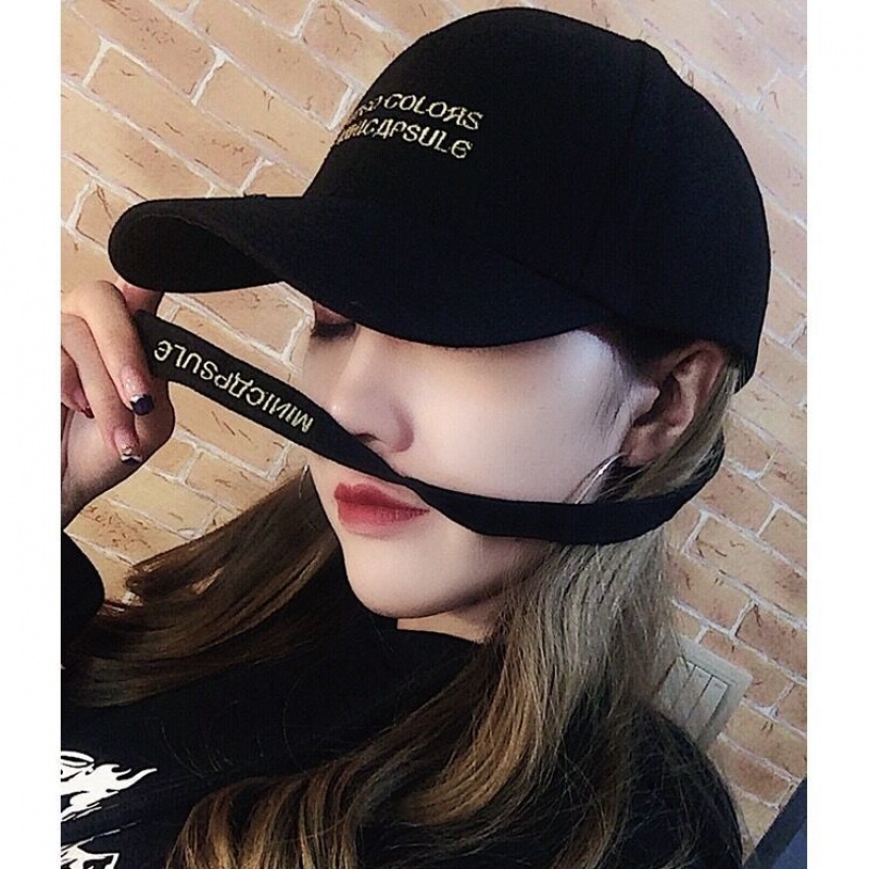 鸭舌帽带铁环长带帽子女韩版潮鸭舌帽网红棒球帽铁环男潮流霸气学生