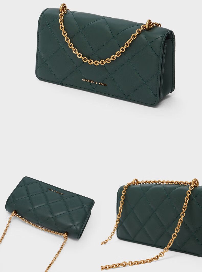 ck2022新款女包小香女6-10680924钱包链条菱格包 coral珊瑚色【图片