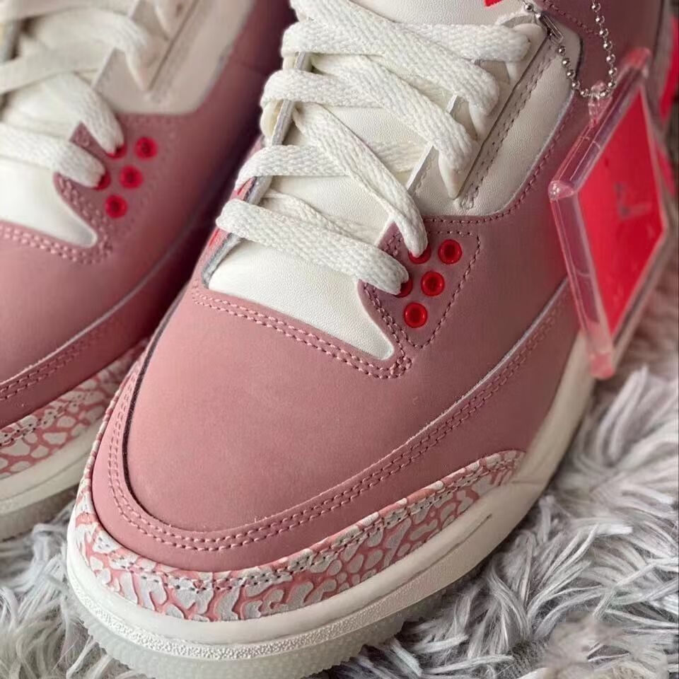 联名ins新款新款纯原aj3樱花粉女神白粉中帮休闲运动篮球鞋ck92aj3