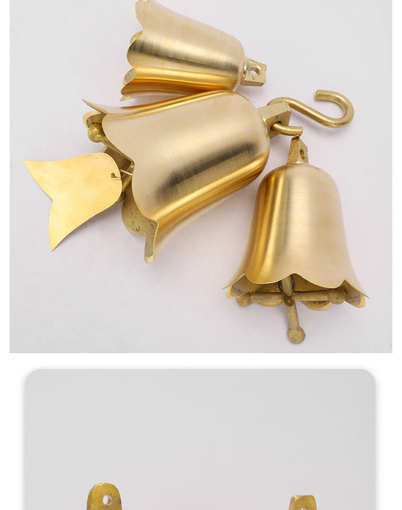 寺庙屋角大号风铃八角铜钟 铜铃铛纯铜挂 喇叭铃开口铃铛 八角铜风铃