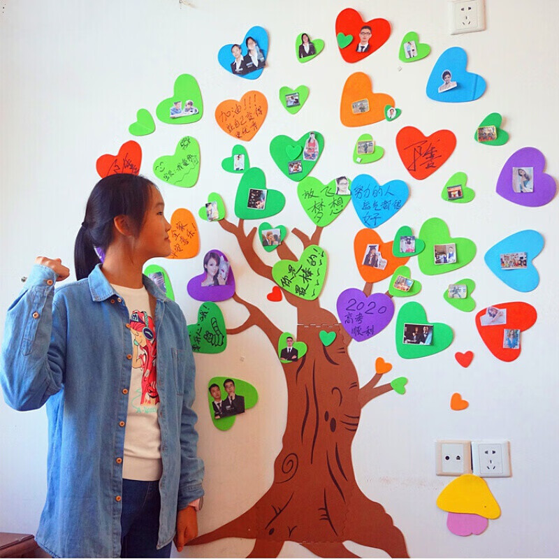 许愿墙许愿树写愿望心愿墙贴爱心墙教室布置目标鼓励班级文化黑板报