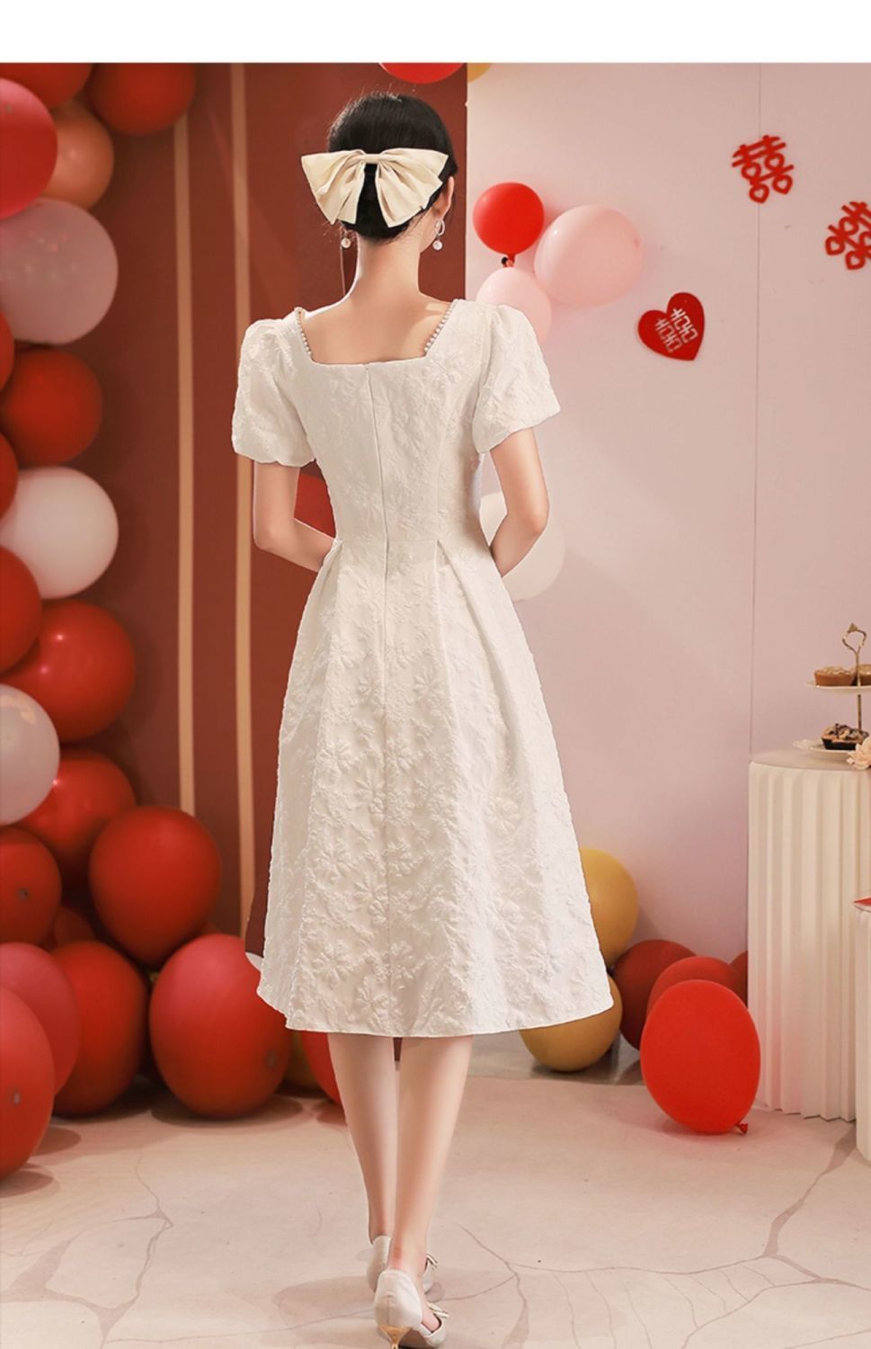 领证小白裙订婚白色小礼服女平时可穿新娘领证登记小白裙订婚结婚敬酒