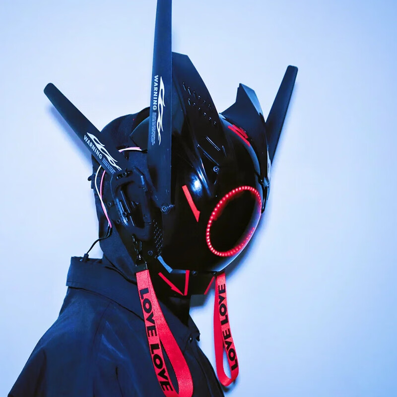 赛博朋克骑行头盔 赛博朋克面具铁血战士头盔面罩机能风科技感全脸