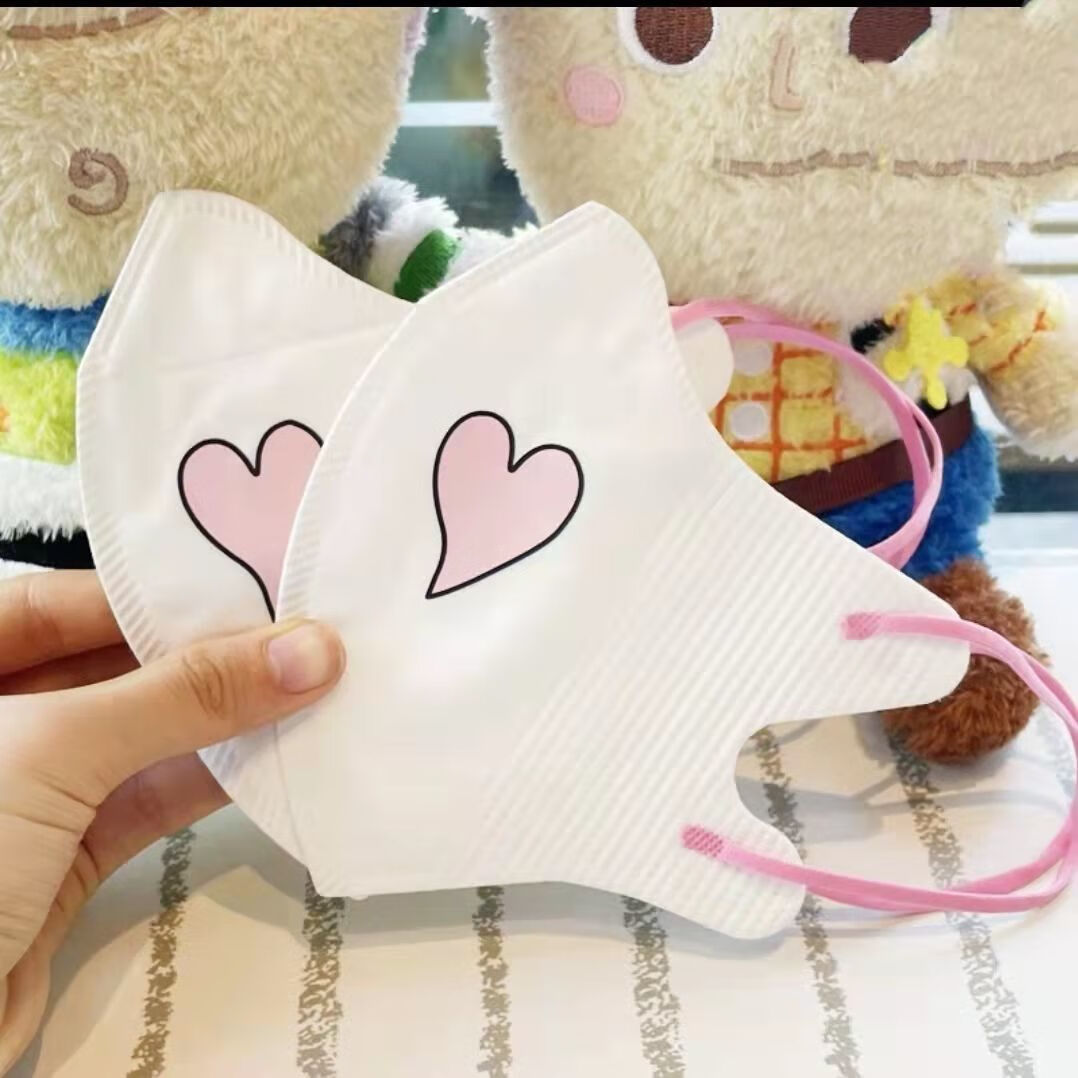 少女心高颜值桃心心形防护口罩定制logo文字 红爱心口罩20个【图片