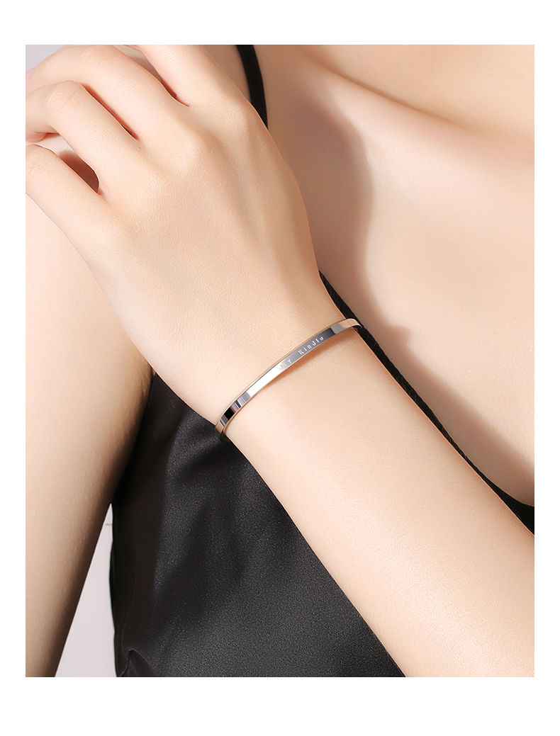 小ck手镯男女韩版手链一对网红情侣款手环ins不掉色刻字玫瑰金手镯一