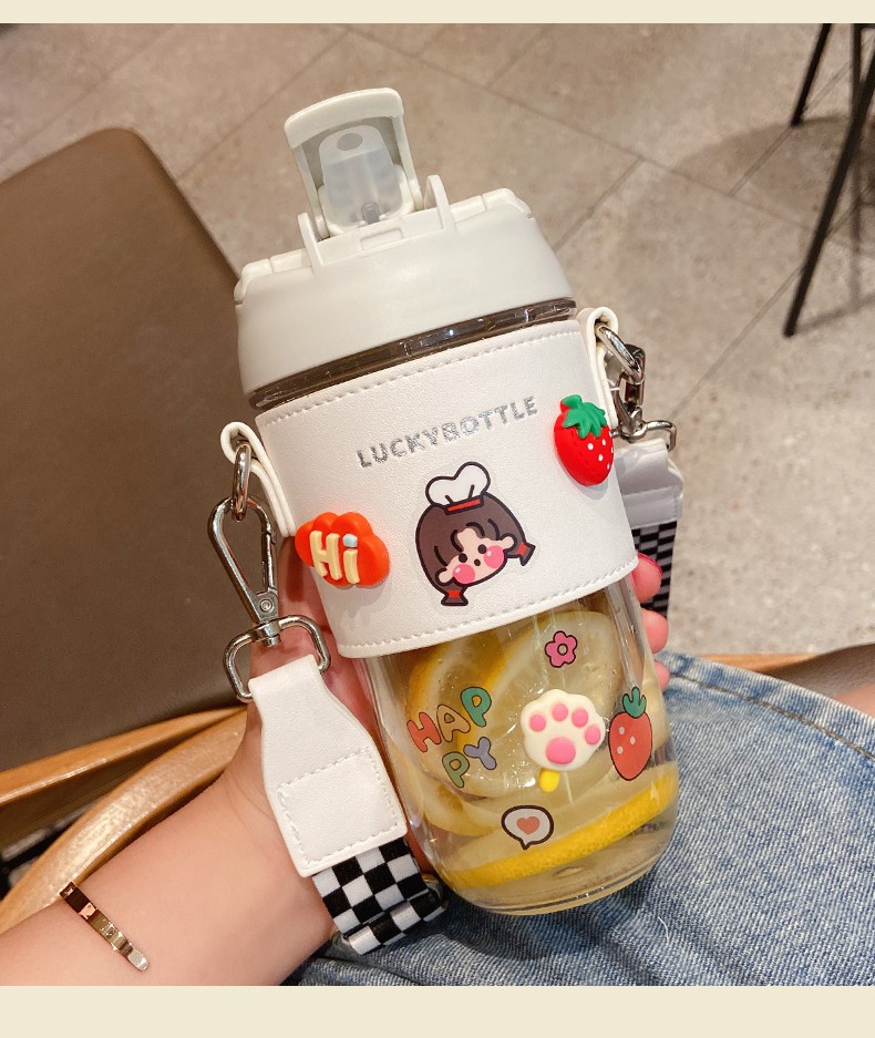 高颜值水杯女夏季网红款仙女杯子外带吸管塑料水杯tritan随身杯红色