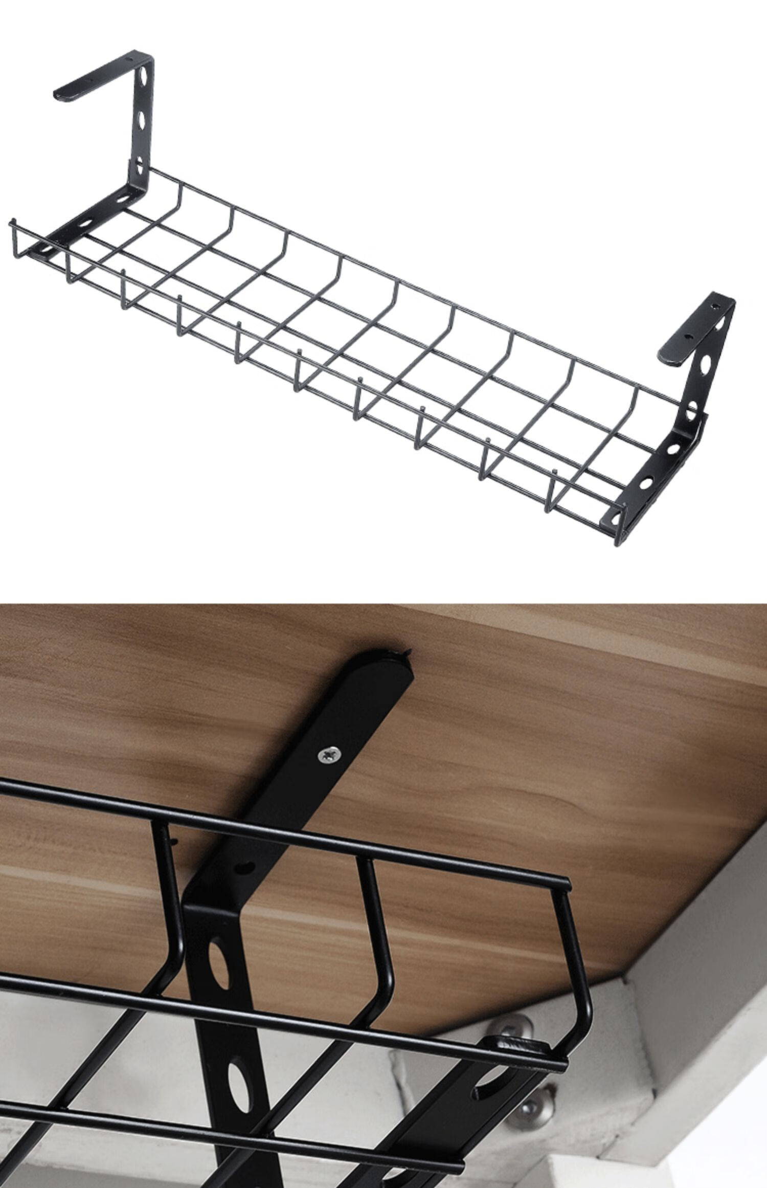 桌下理线架免打孔办公桌理线器理线槽挂篮收纳神器电线整理收纳架