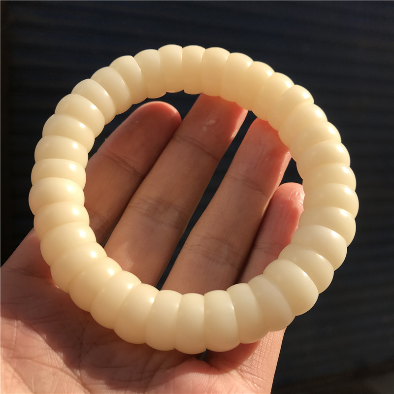 一北 原籽菩提根手串手持 18颗白玉菩提子佛珠男女配饰 精雕莲花 16mm