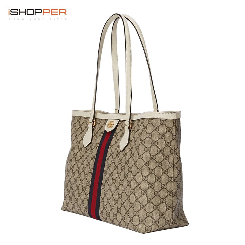 【女王节】gucci古驰女包ophidia系列手提包红蓝条纹织带单肩包中号托