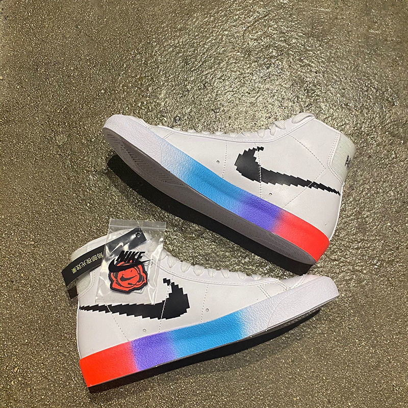 开拓者高帮电玩像素blazer77男女同款全息镭射板鞋 电玩元素 36.