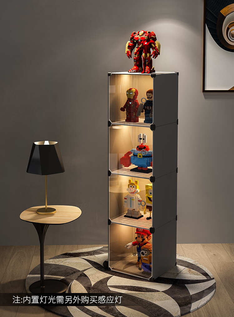 柜乐高展示柜收纳积木礼品玩具架透明仿玻璃亚克力陈列模型柜子门板高