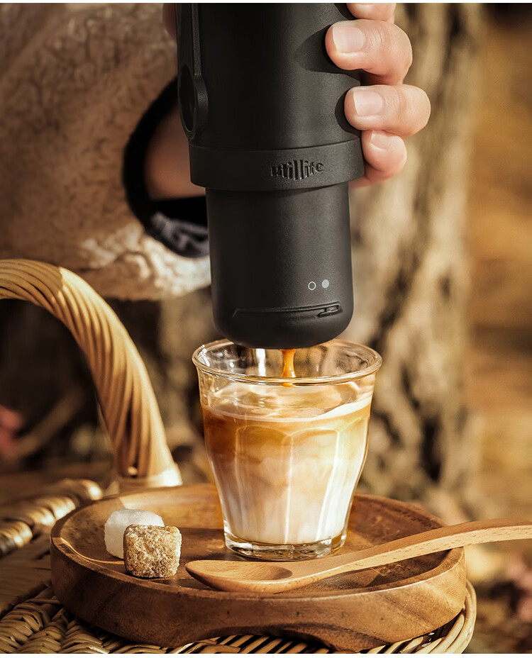 胶囊咖啡机小米现货便携手摇咖啡机旅行户外胶囊咖啡粉手磨手动黑色